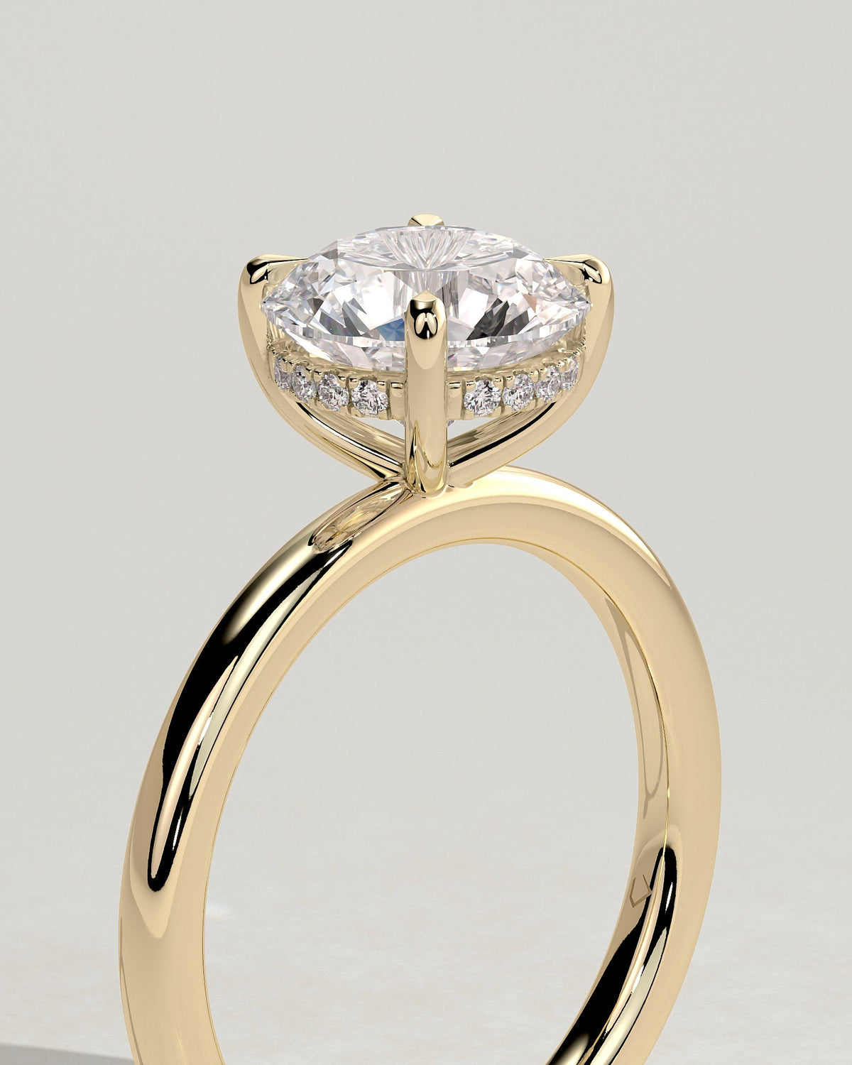 Round Hidden Halo Lab Grown Diamond Engagement Ring
