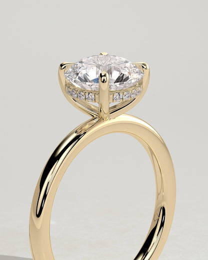 Round Hidden Halo Lab Grown Diamond Engagement Ring