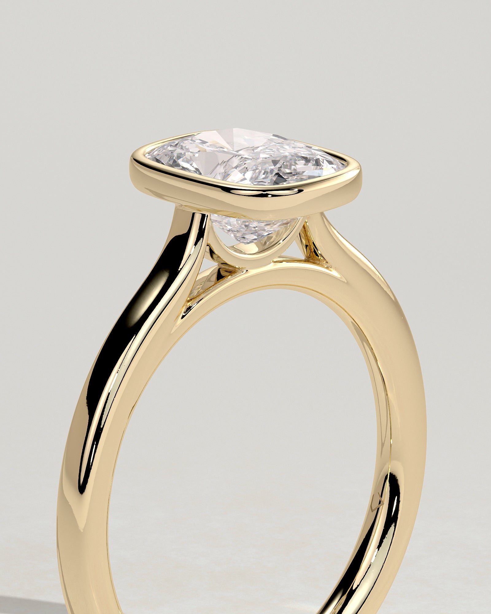 Elongated Cushion Bezel Solitaire Lab Grown Diamond Engagement Ring