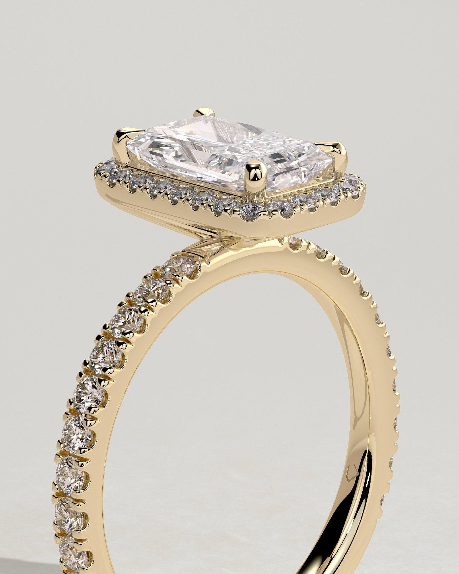 Radiant Halo and Pave Lab Grown Diamond Engagement Ring