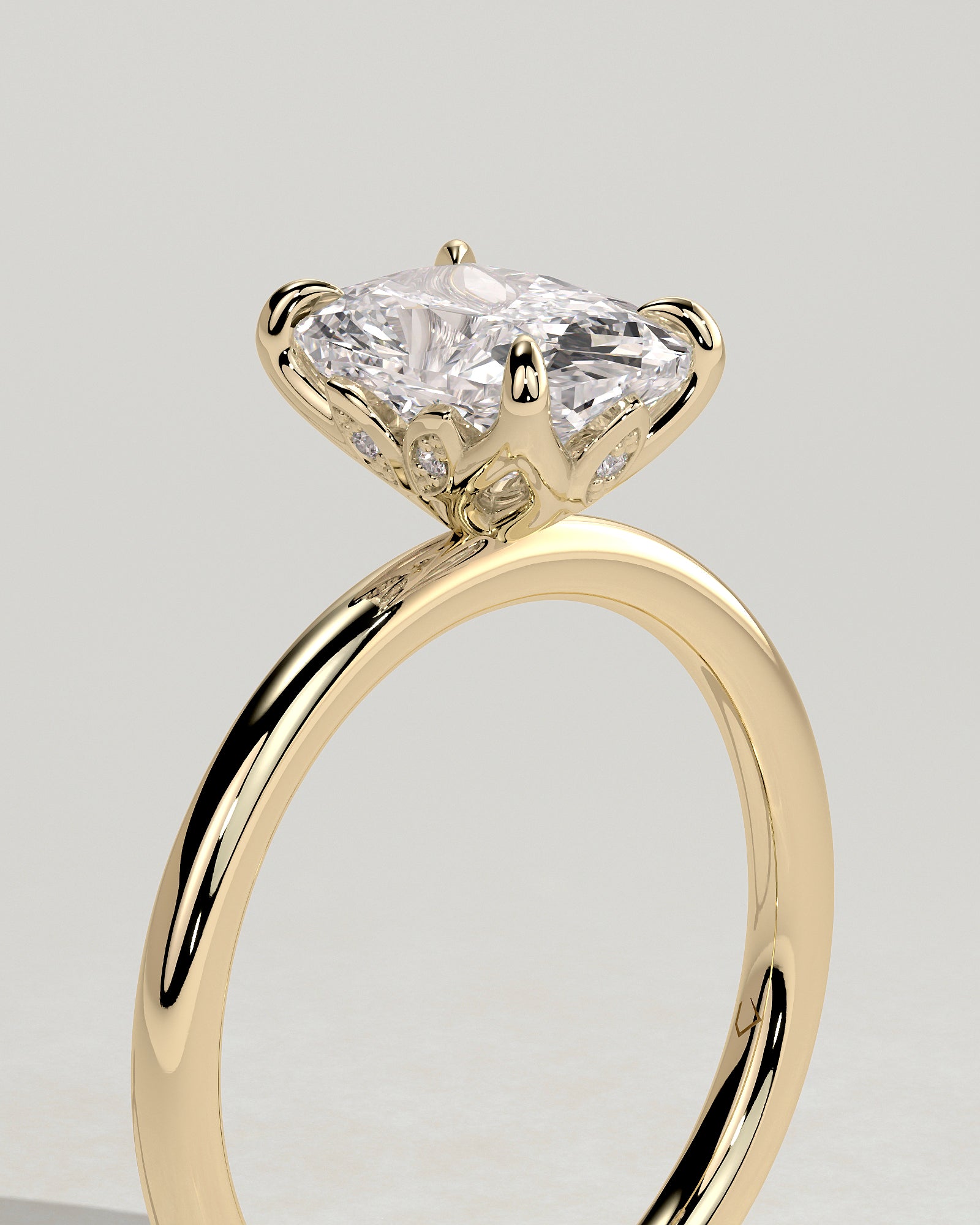 Elongated Cushion Solitaire Lab Grown Diamond Engagement Ring
