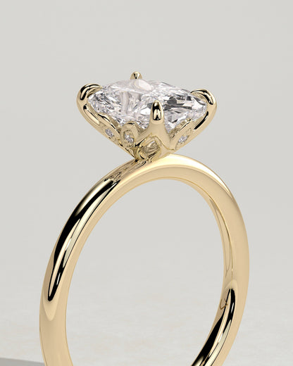 Elongated Cushion Solitaire Lab Grown Diamond Engagement Ring