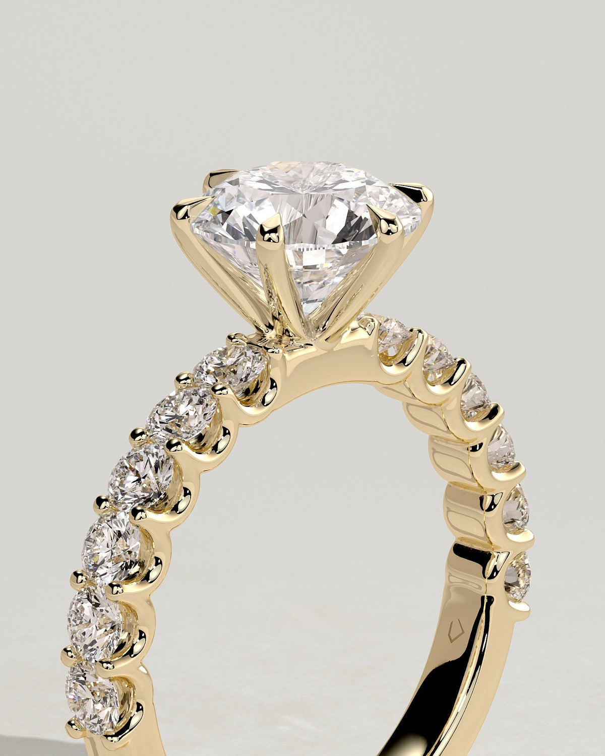 Round Bold Pave Lab Grown Diamond Engagement Ring