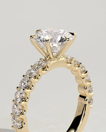 Round Bold Pave Lab Grown Diamond Engagement Ring