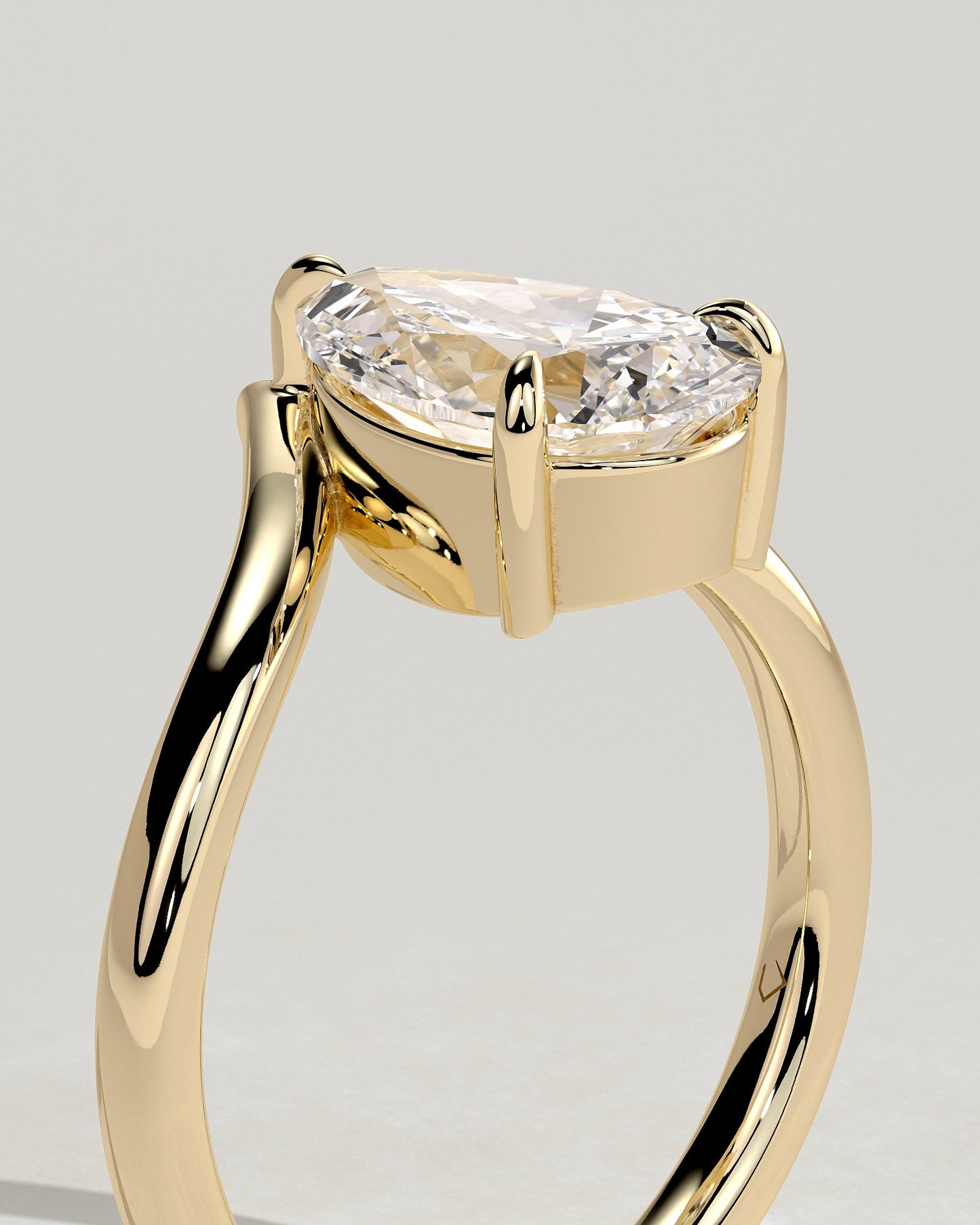 Pear Swirl Solitaire Lab Grown Diamond Engagement Ring