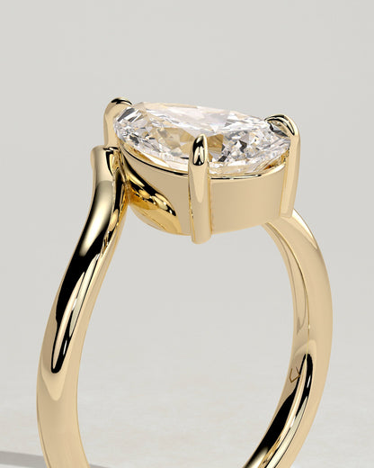 Pear Swirl Solitaire Lab Grown Diamond Engagement Ring