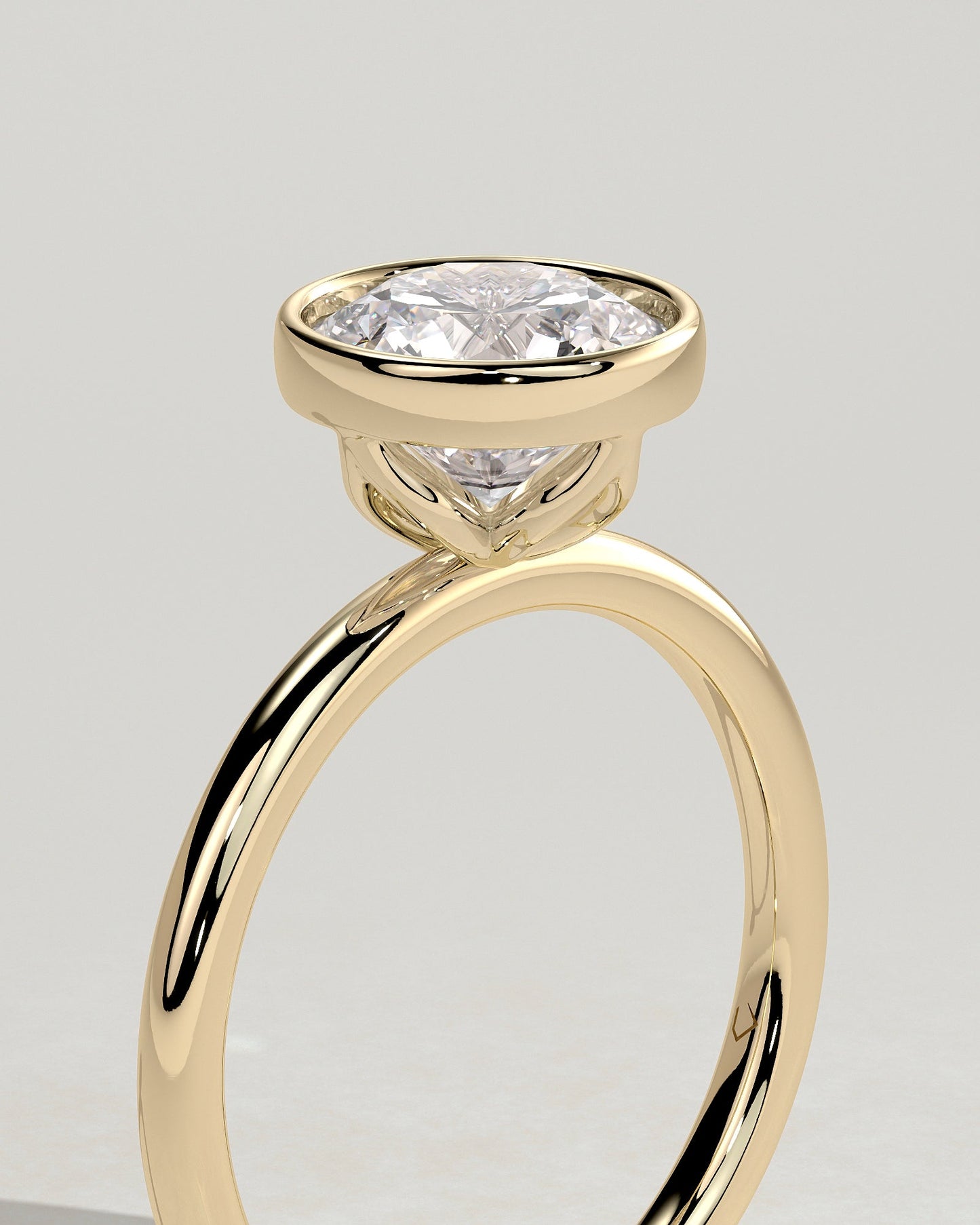Round Bezel Solitaire Lab Grown Diamond Engagement Ring