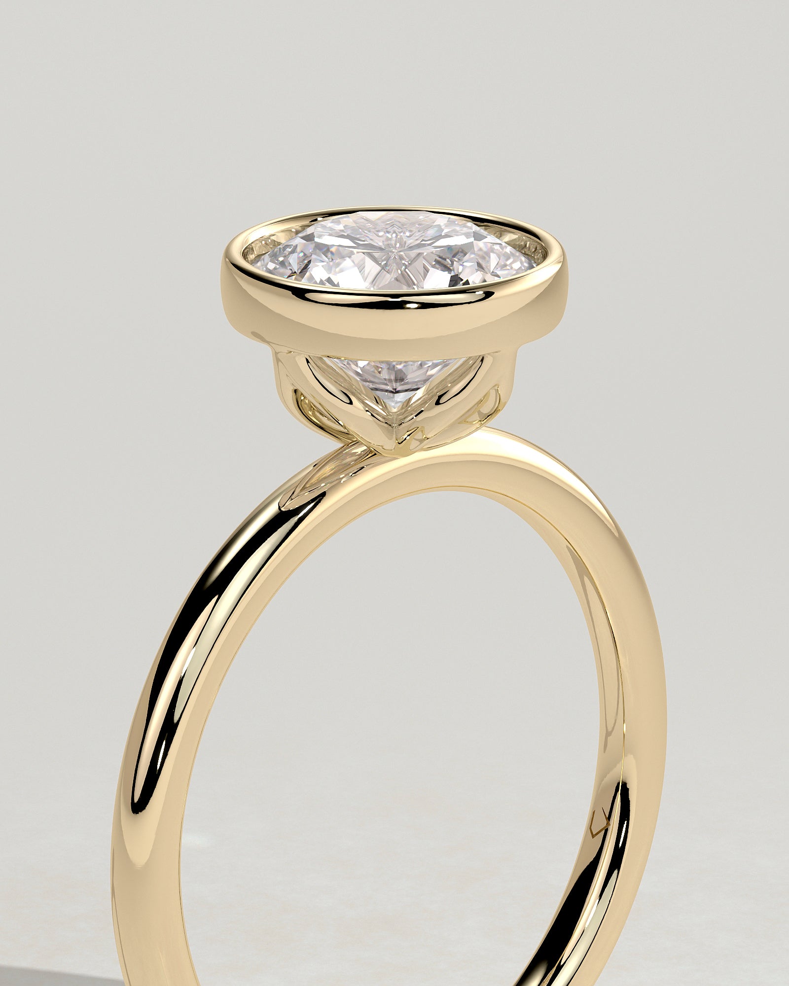 Round Bezel Solitaire Lab Grown Diamond Engagement Ring