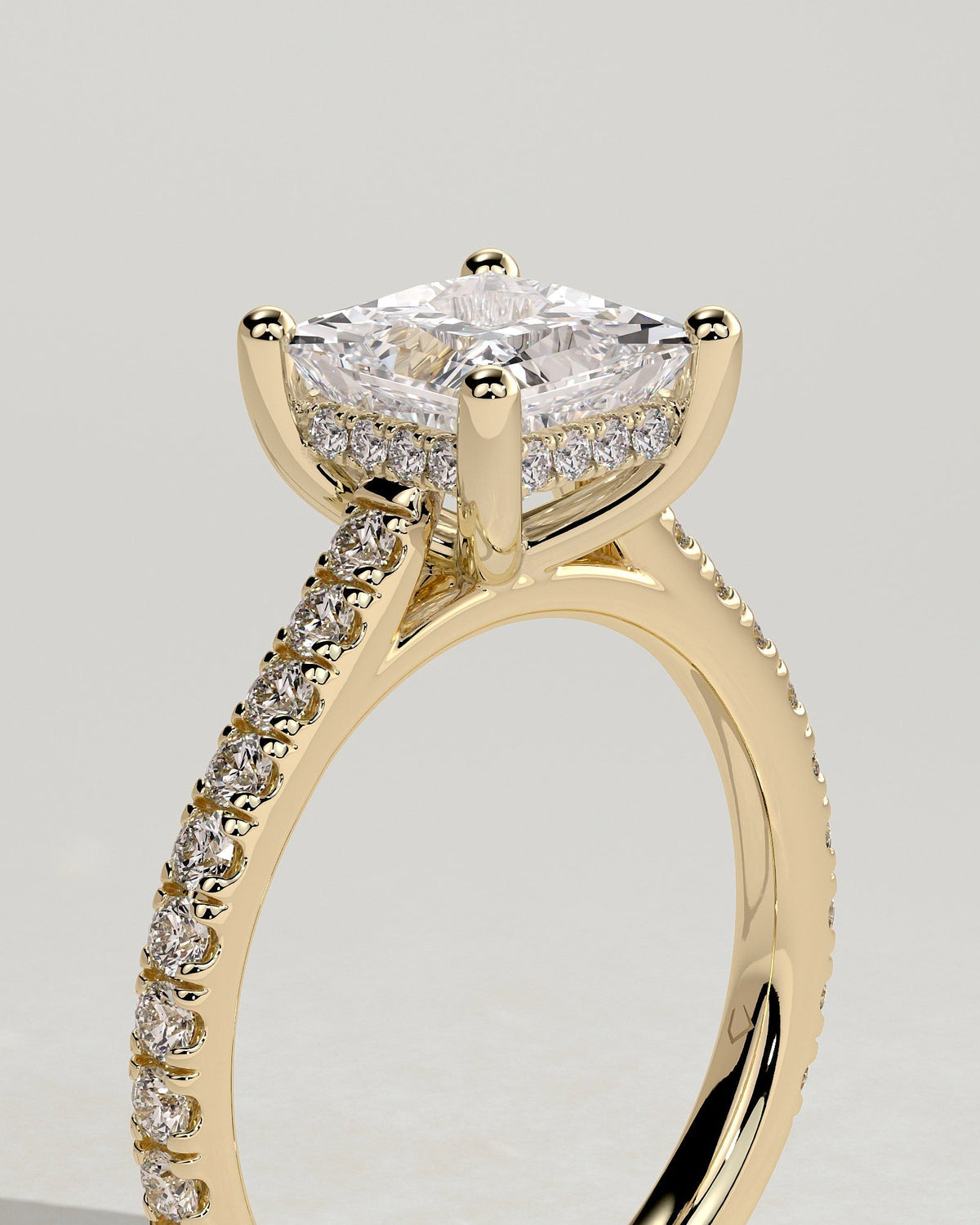 Princess Hidden Halo and Pave Lab Grown Diamond Engagement Ring