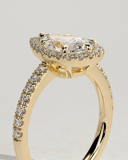 Pear Halo and Pave Lab Grown Diamond Engagement Ring