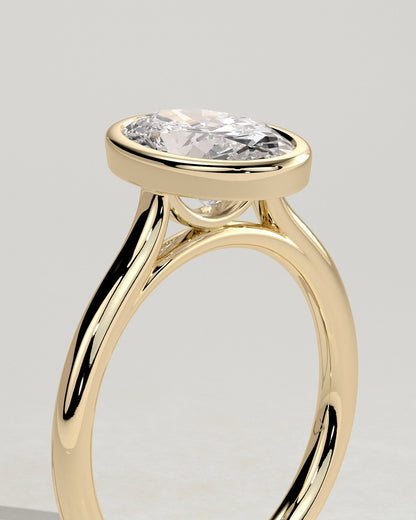 Oval Bezel Solitaire Lab Grown Diamond Engagement Ring