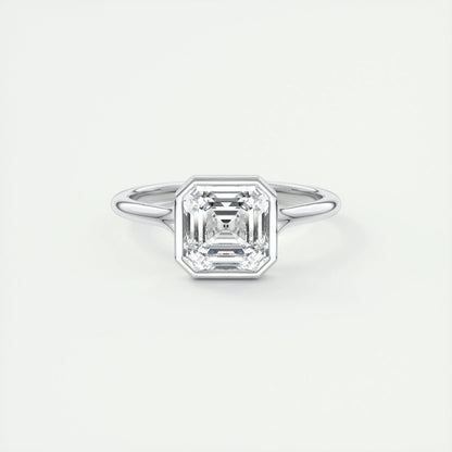 2.03 CT Asscher Cut Bezel Solitaire Moissanite Engagement Ring 1