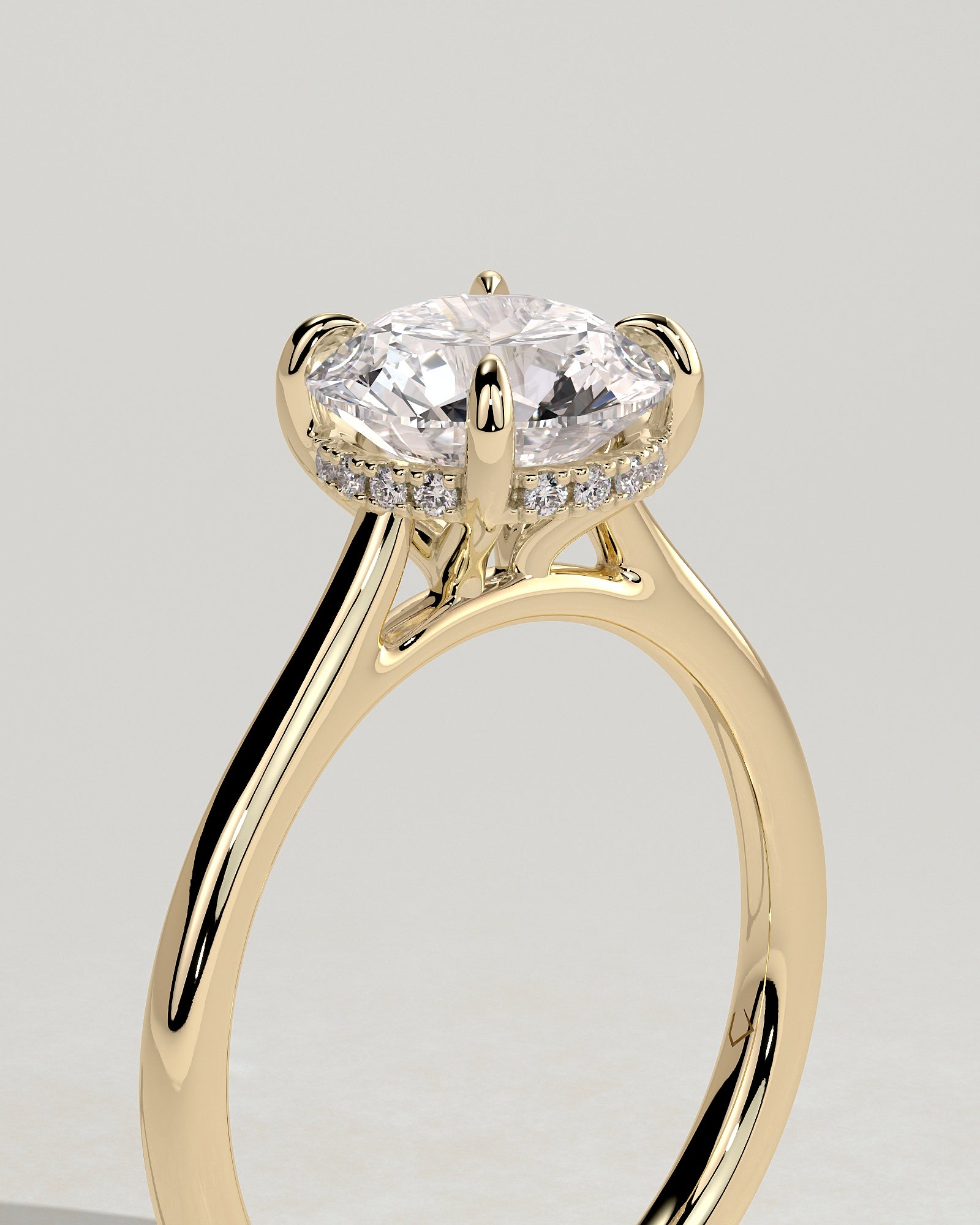 Round Cathedral & Hidden Halo Lab Grown Diamond Engagement Ring