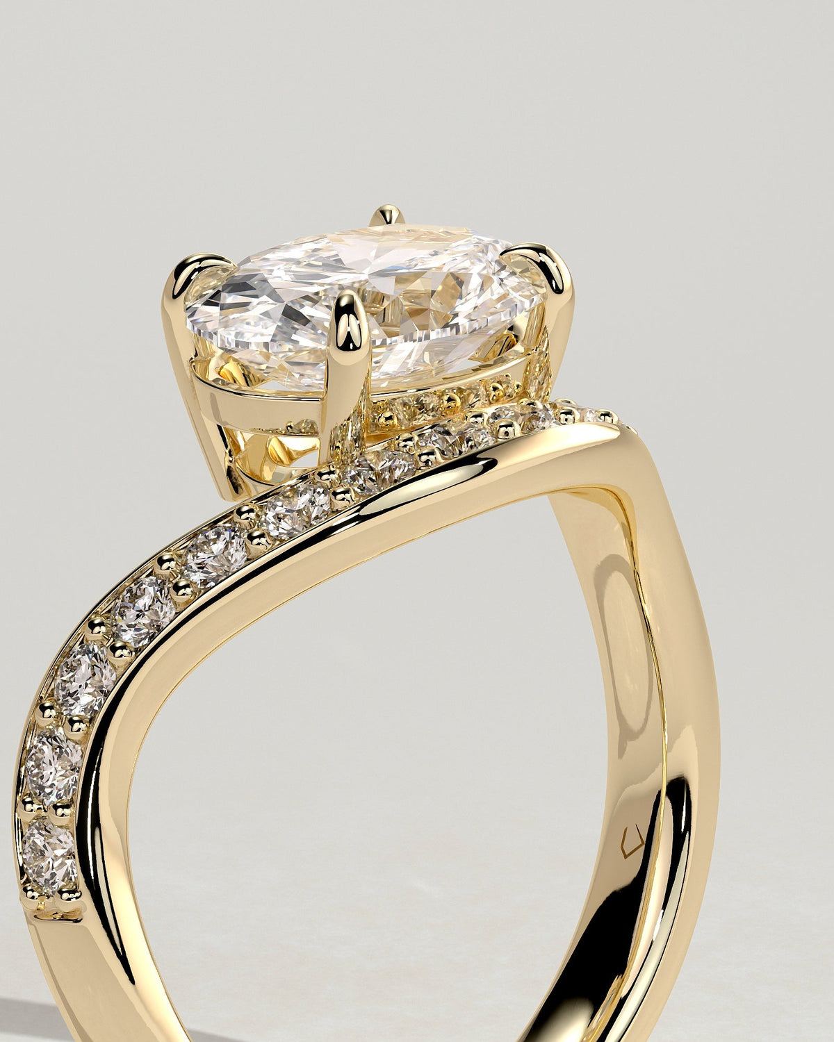 Oval Swirl Pave Lab Grown Diamond Engagement Ring
