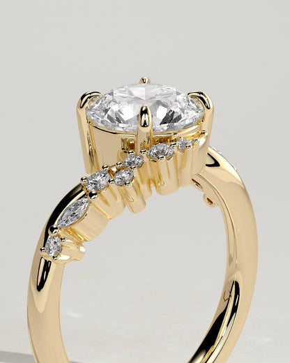 Round Swirl Cluster Lab Grown Diamond Engagement Ring