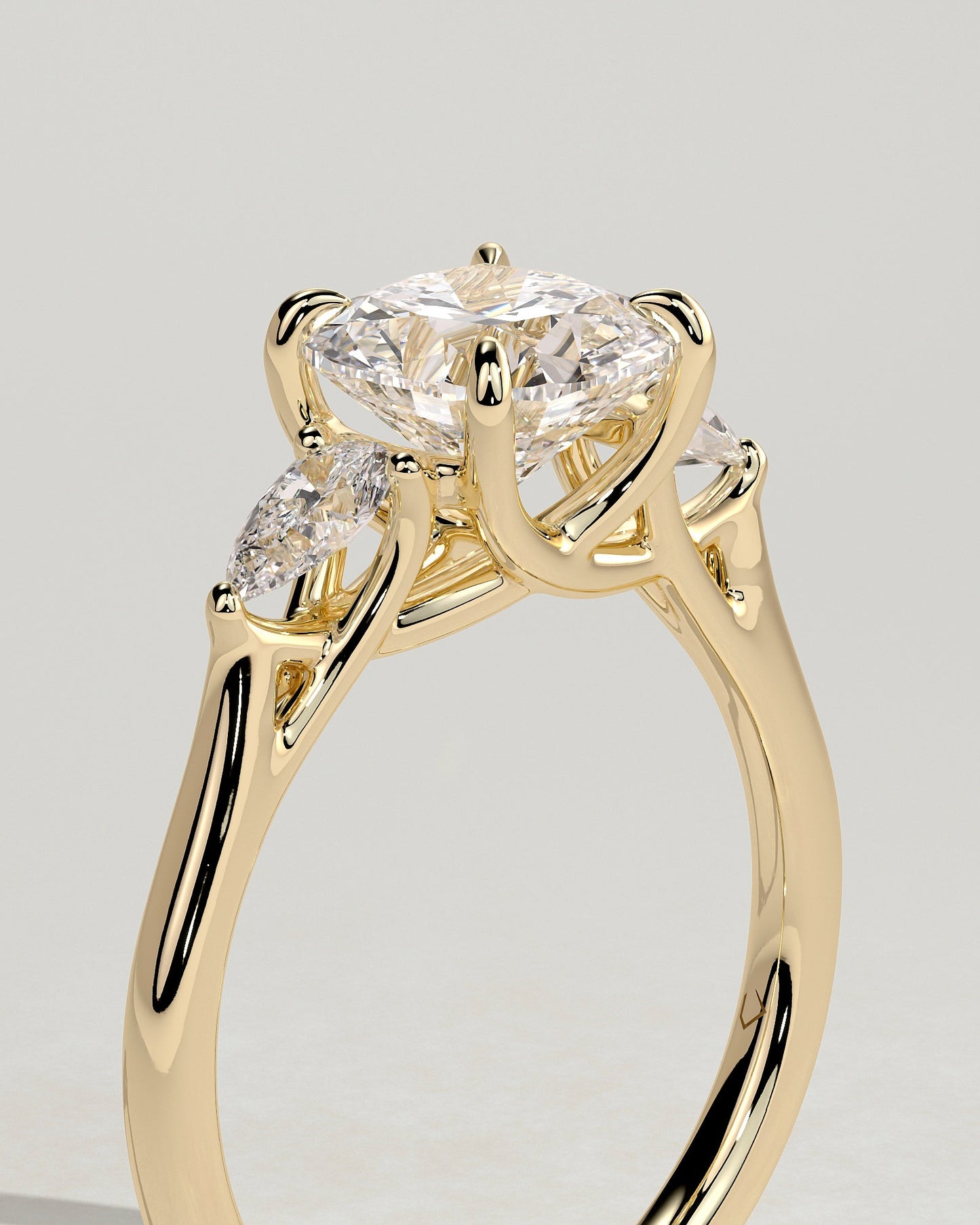 Cushion Three Stones Lab Grown Diamond Engagement Ring