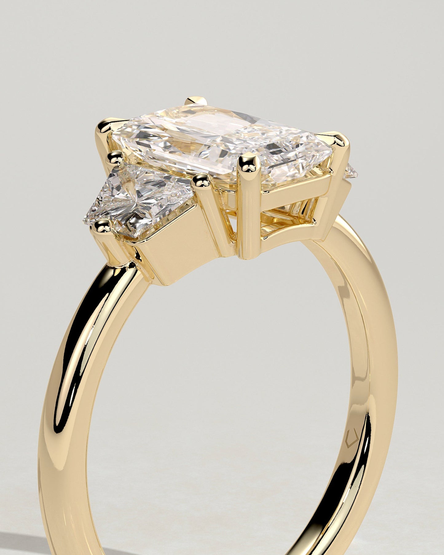 Radiant Three Stones Lab Grown Diamond Engagement Ring