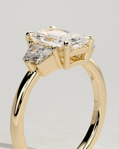 Radiant Three Stones Lab Grown Diamond Engagement Ring