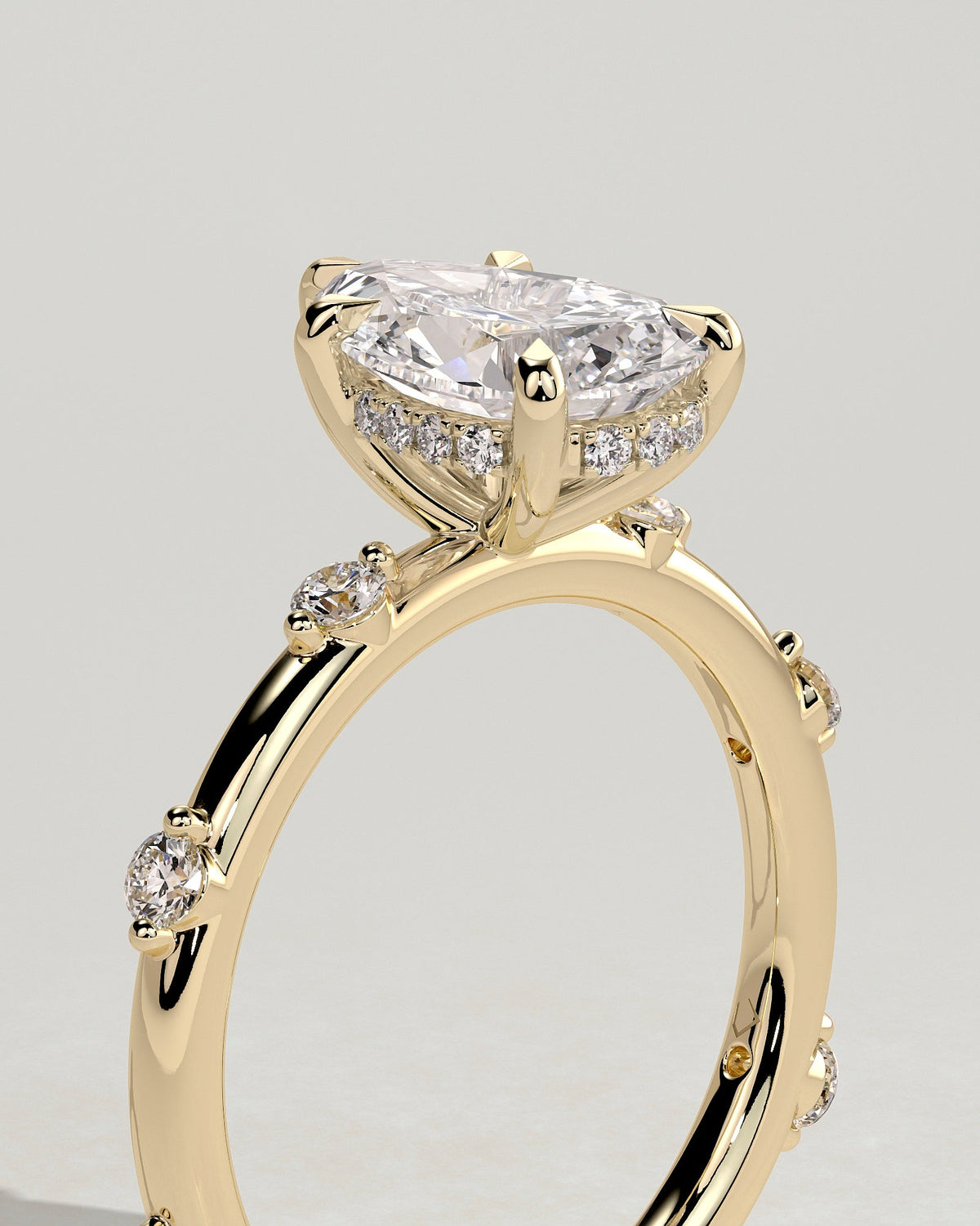 Pear Hidden Halo and Dainty Pave Lab Grown Diamond Engagement Ring