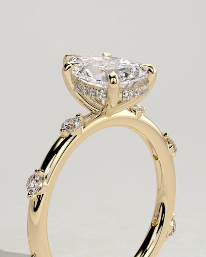 Pear Hidden Halo and Dainty Pave Lab Grown Diamond Engagement Ring