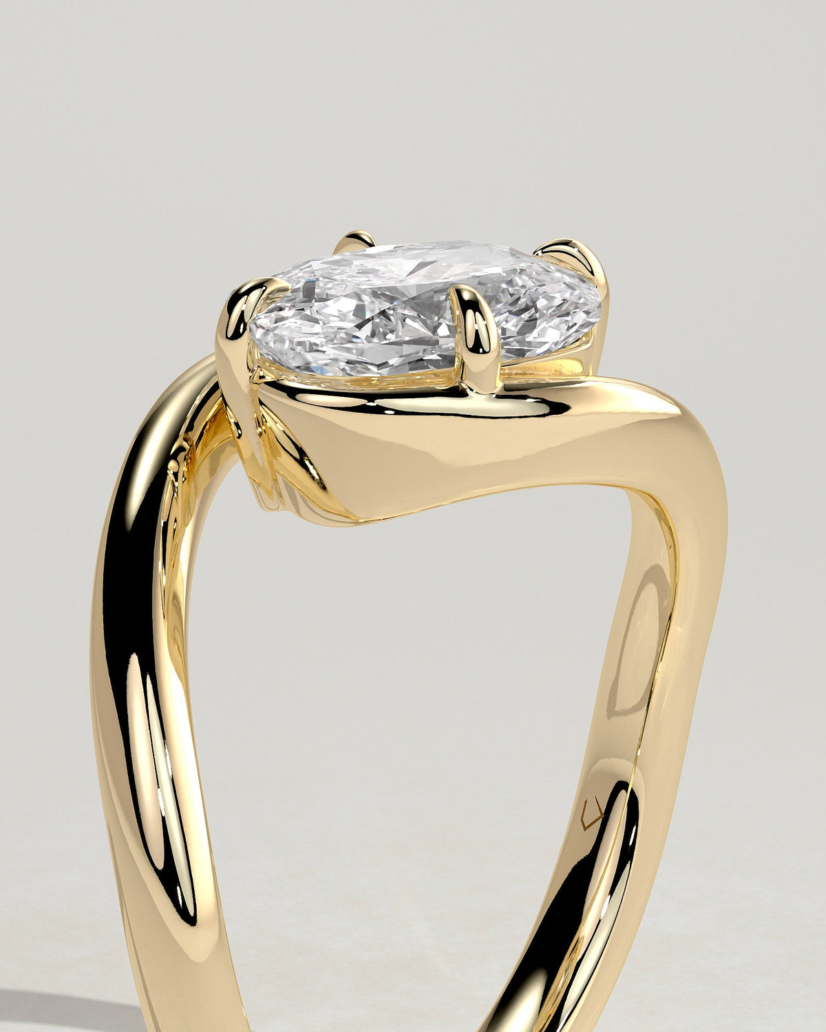 Elongated Cushion Swirl Solitaire Lab Grown Diamond Engagement Ring