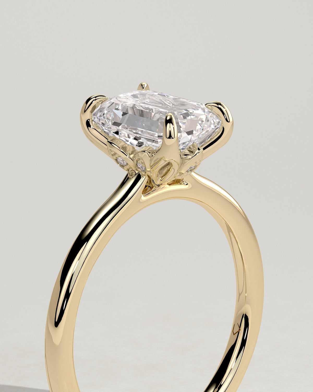 Emerald Solitaire Lab Grown Diamond Engagement Ring