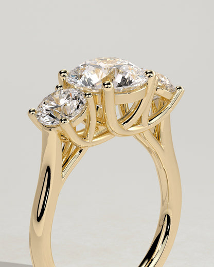 Round Three Stones With Trellis Gallery Lab Grown Diamond Engagement Ring