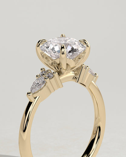 Round Cluster Lab Grown Diamond Engagement Ring