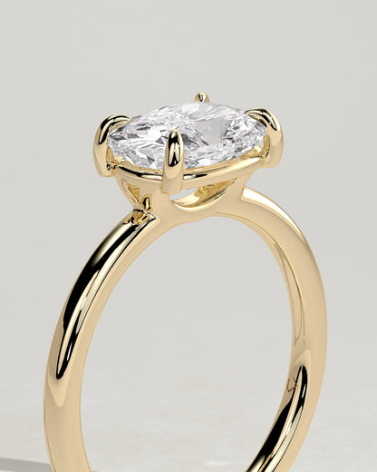 Elongated Cushion East West Solitaire Lab Grown Diamond Engagement Ring