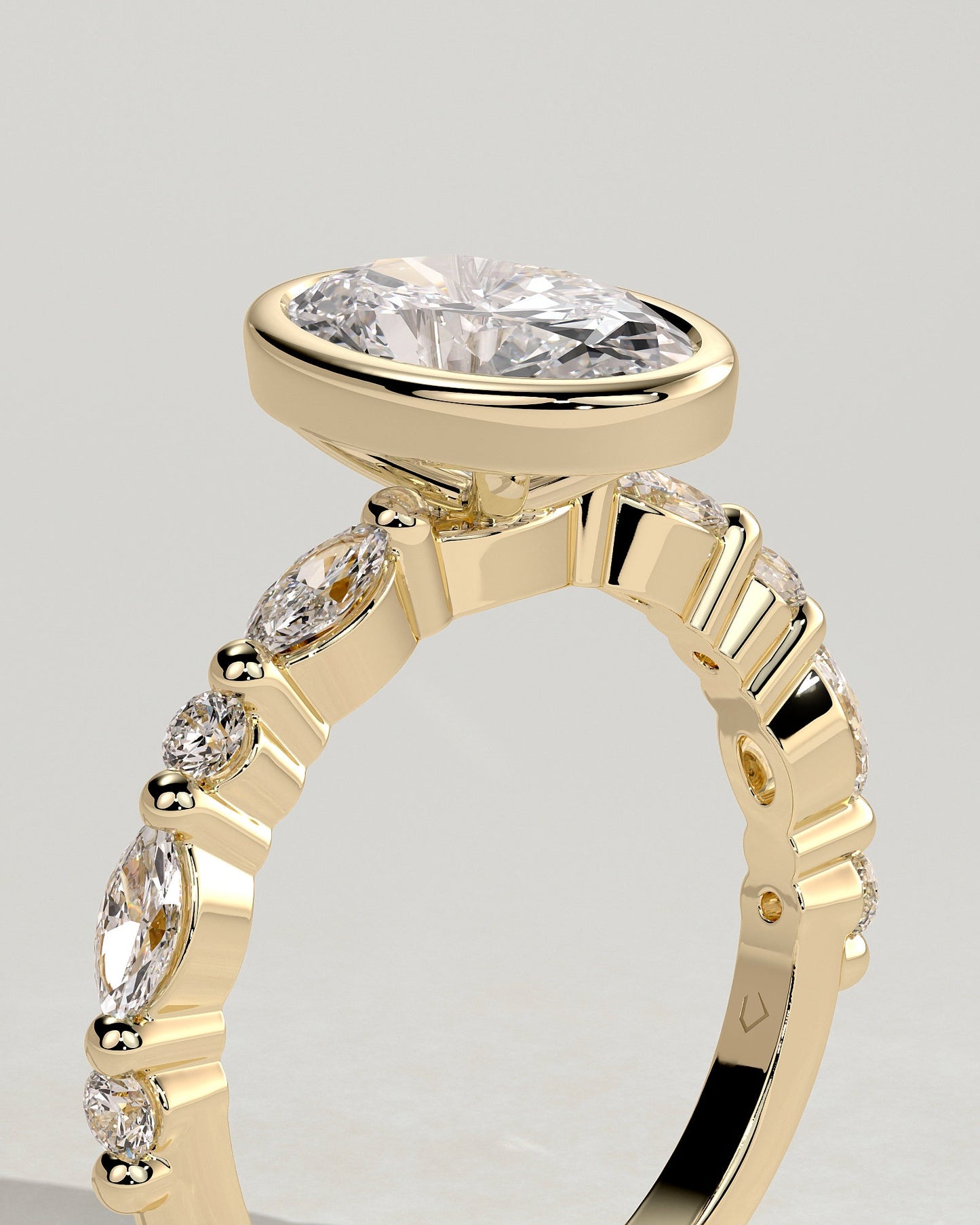 Oval Pave & Bezel Lab Grown Diamond Engagement Ring