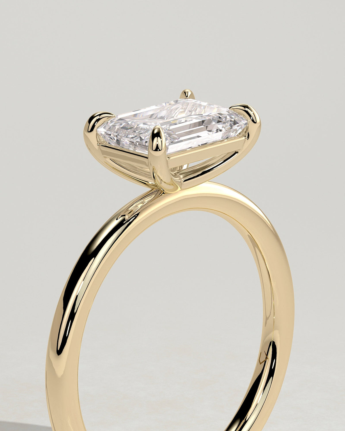 Emerald East West Solitaire Lab Grown Diamond Engagement Ring