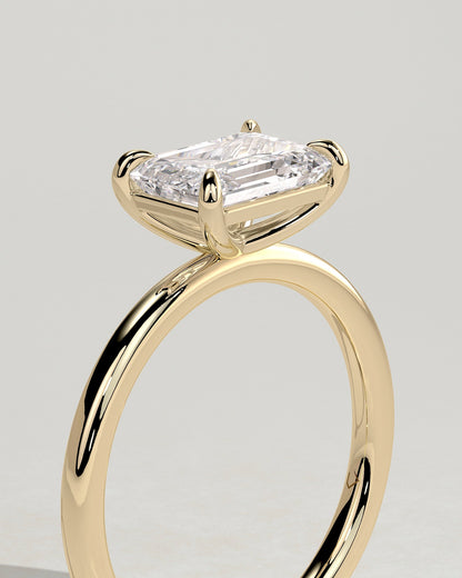 Emerald East West Solitaire Lab Grown Diamond Engagement Ring