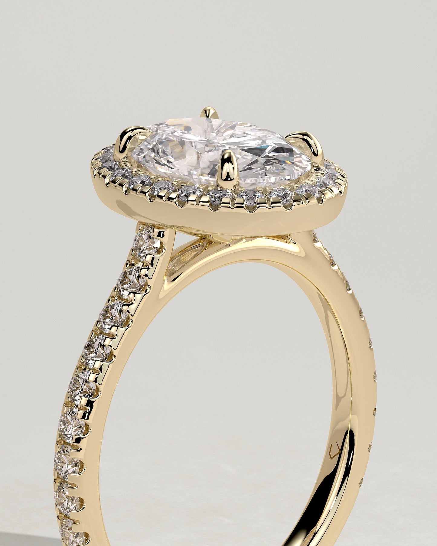 Oval Pave & Halo Lab Grown Diamond Engagement Ring