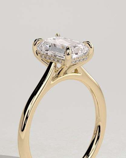 Emerald Hidden Halo Lab Grown Diamond Engagement Ring