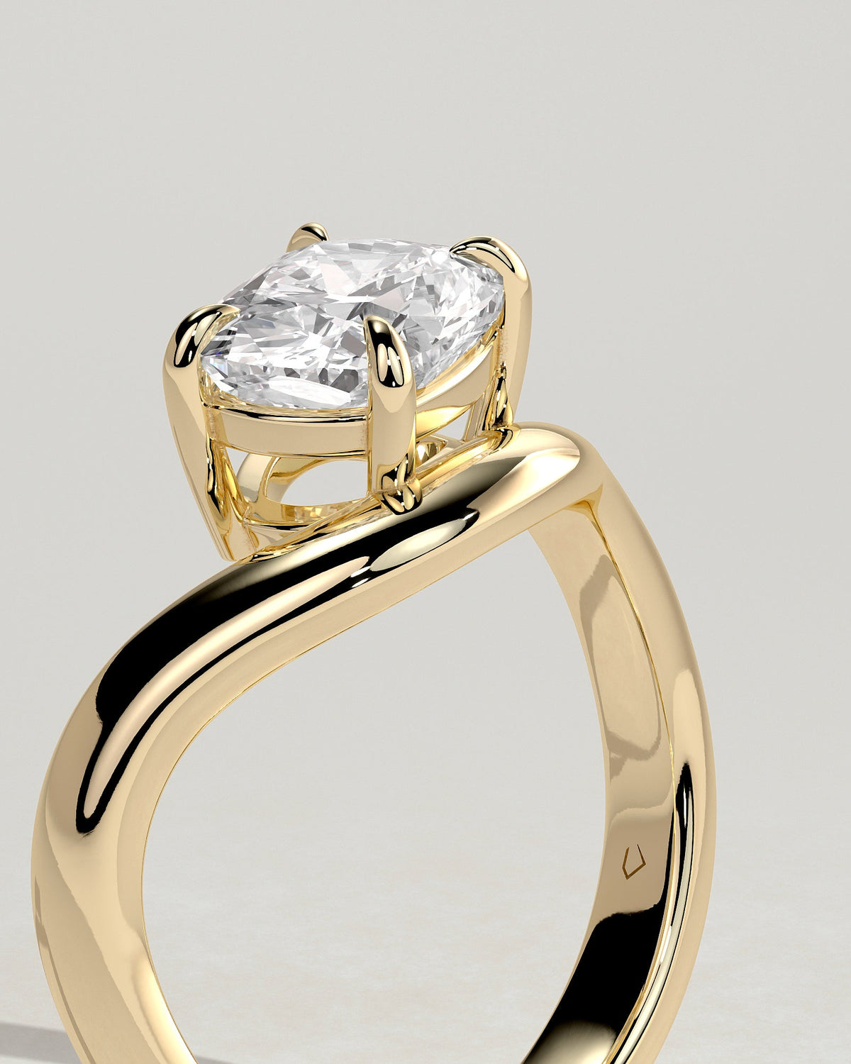 Elongated Cushion Swirl Solitaire Lab Grown Diamond Engagement Ring