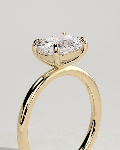 Elongated Cushion East West Solitaire Lab Grown Diamond Engagement Ring