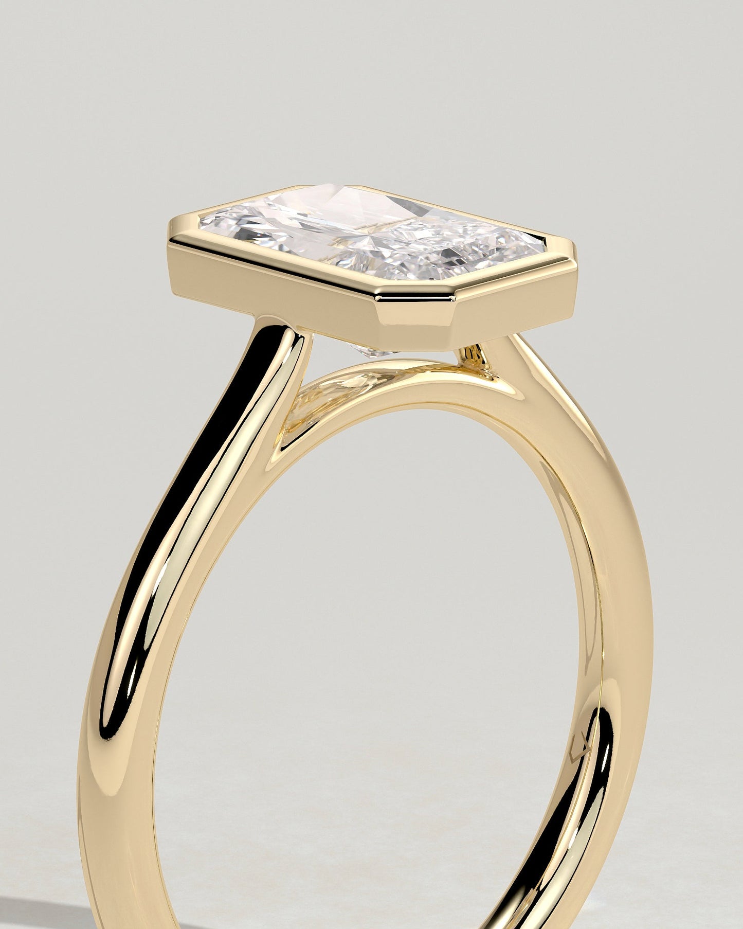 Radiant Bezel Solitaire Lab Grown Diamond Engagement Ring