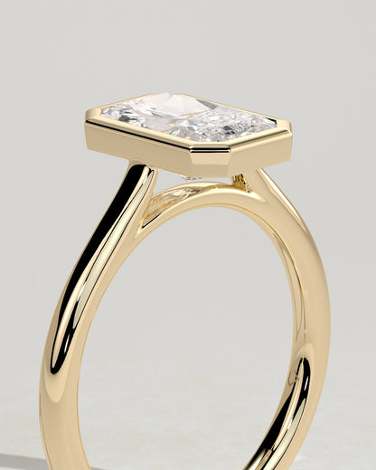 Radiant Bezel Solitaire Lab Grown Diamond Engagement Ring