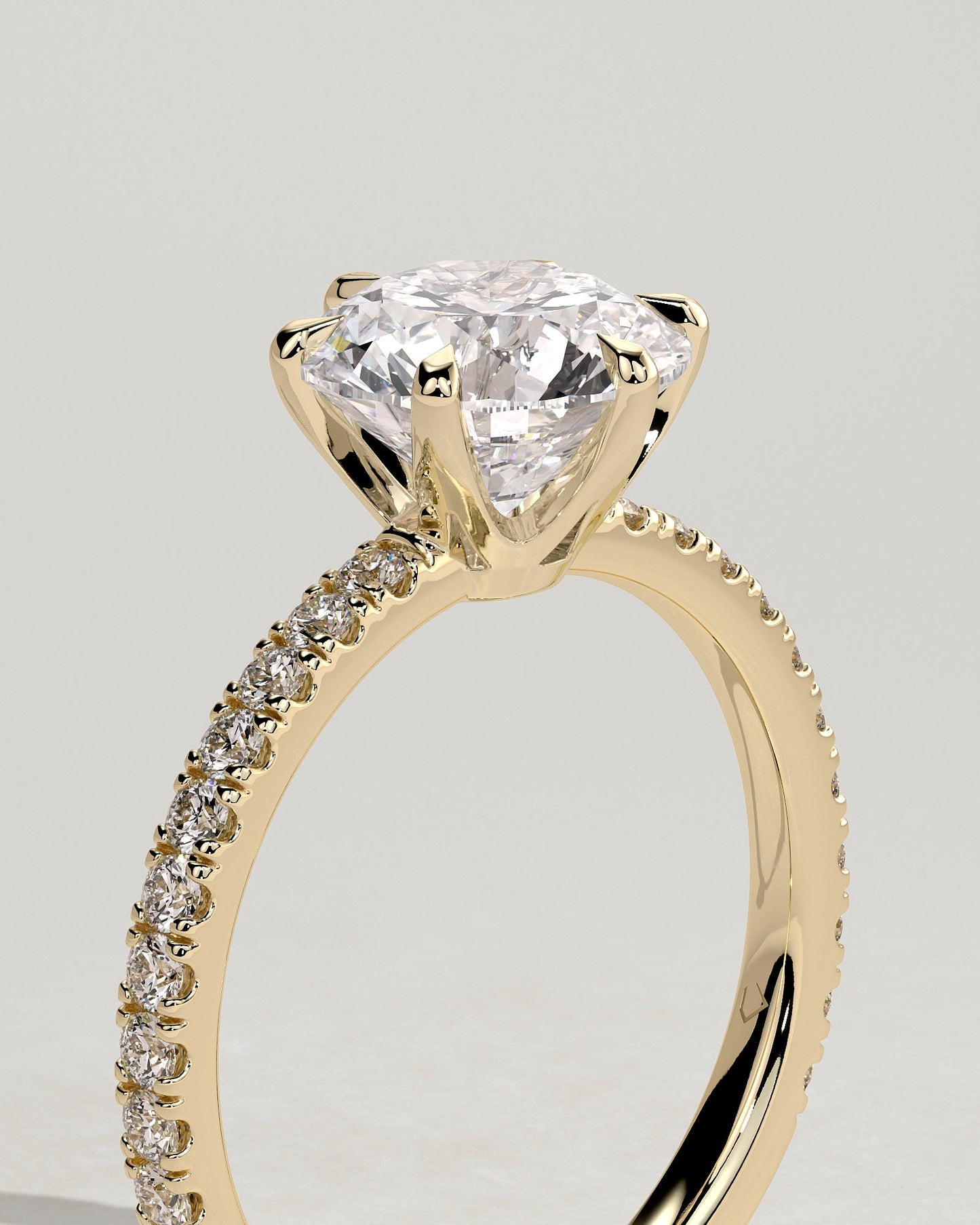 Round Pave Lab Grown Diamond Engagement Ring