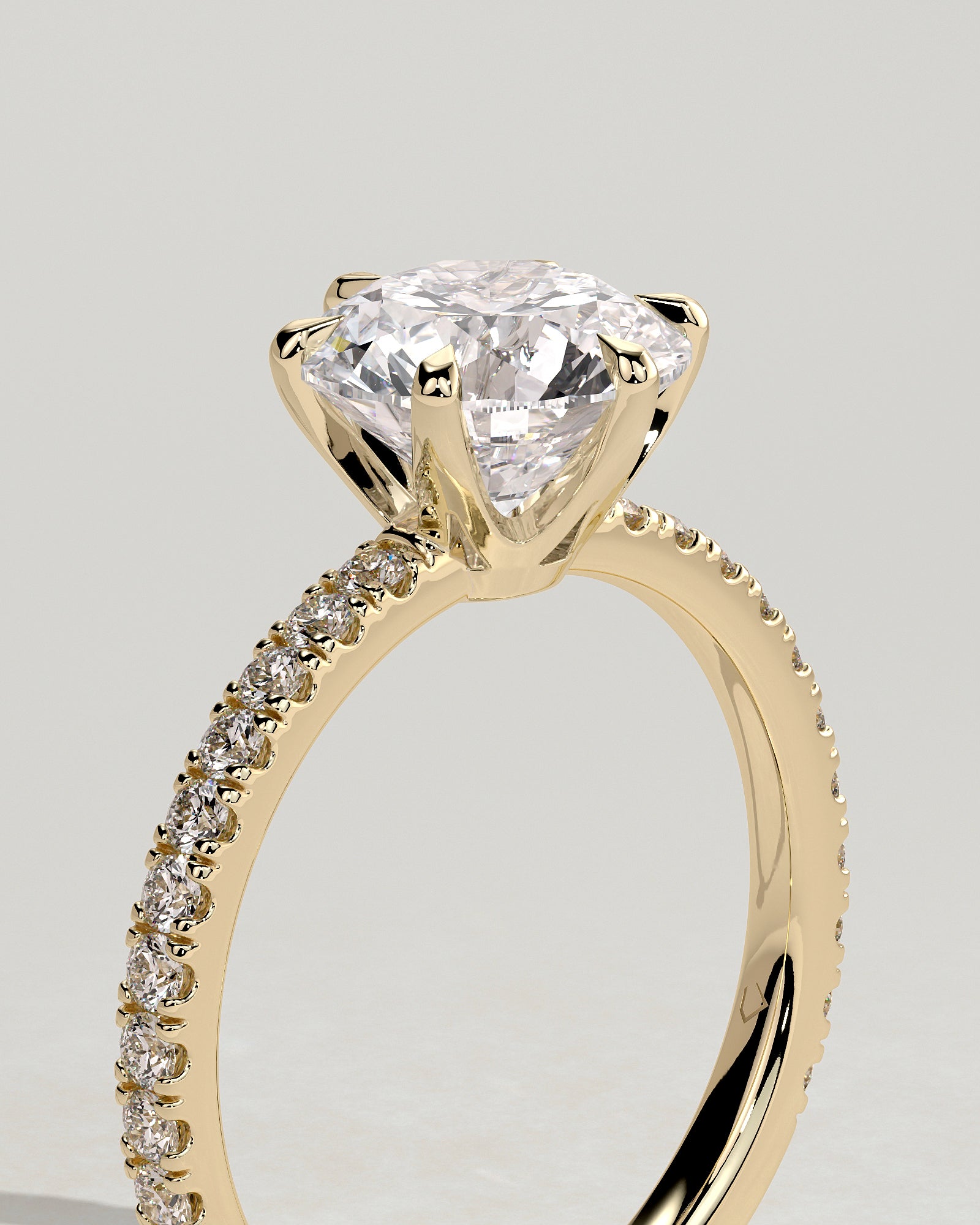 Round Pave Lab Grown Diamond Engagement Ring