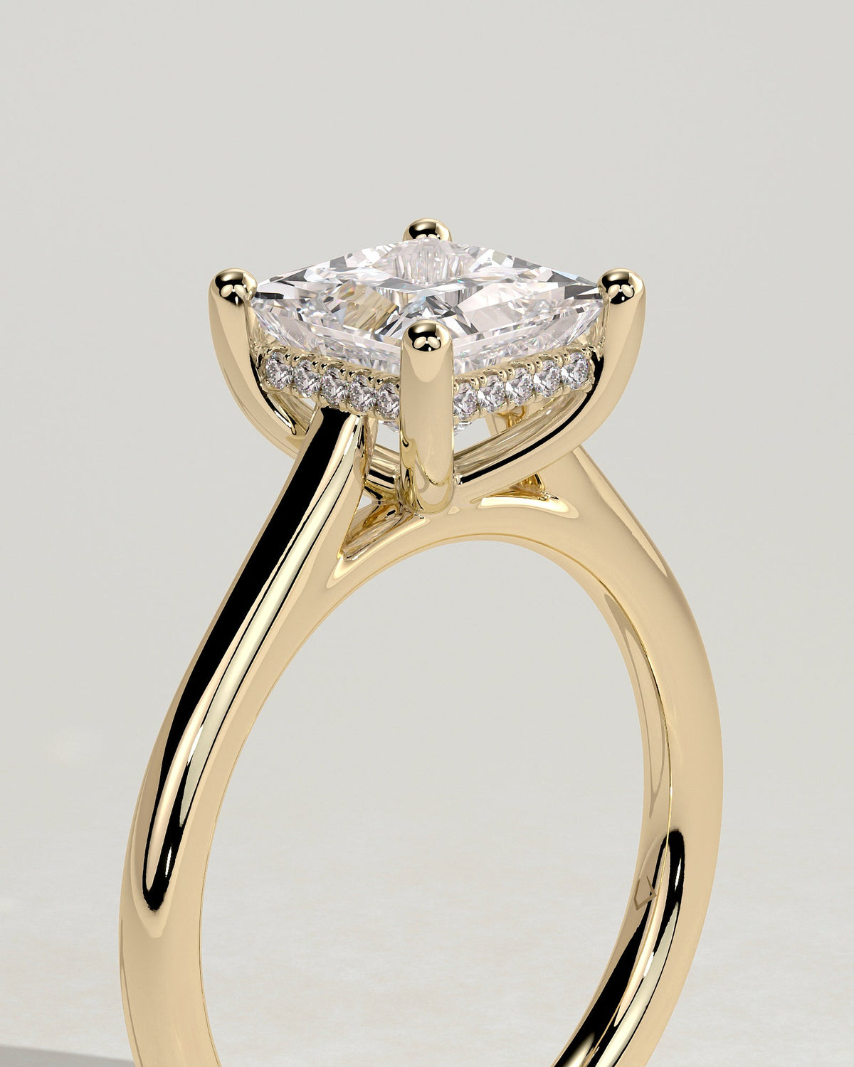 Princess Hidden Halo Lab Grown Diamond Engagement Ring