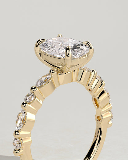 Elongated Cushion Pave Lab Grown Diamond Engagement Ring