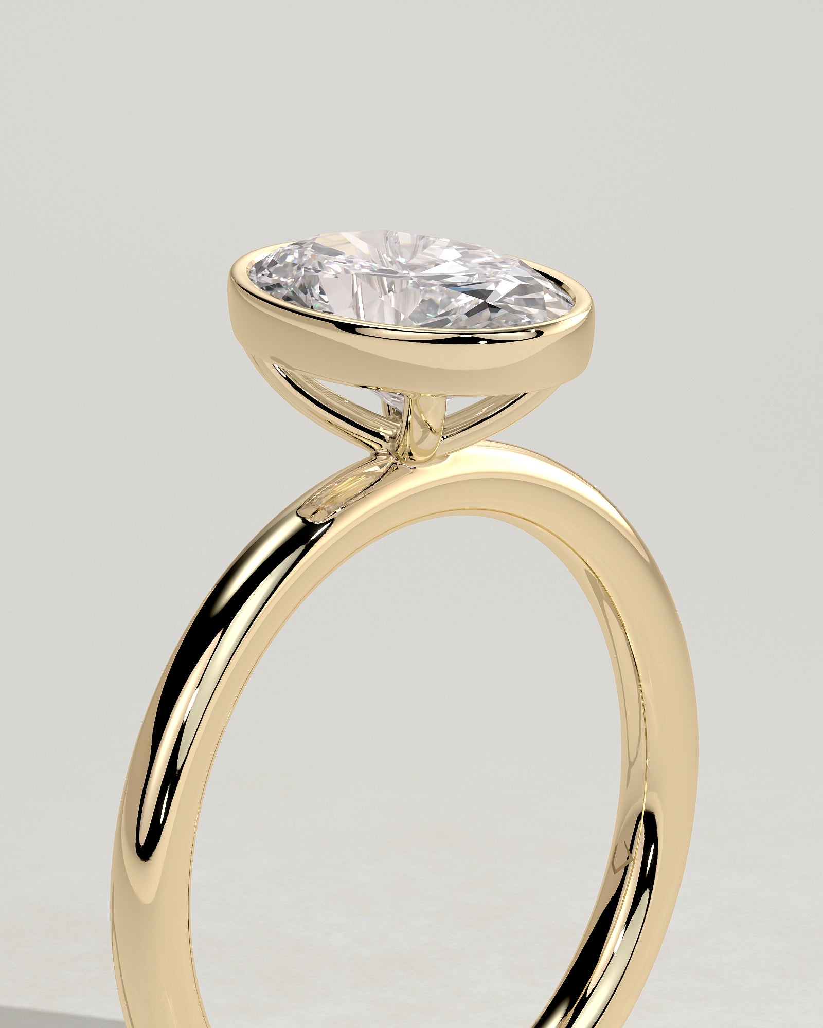 Oval Solitaire Bezel Lab Grown Diamond Engagement Ring