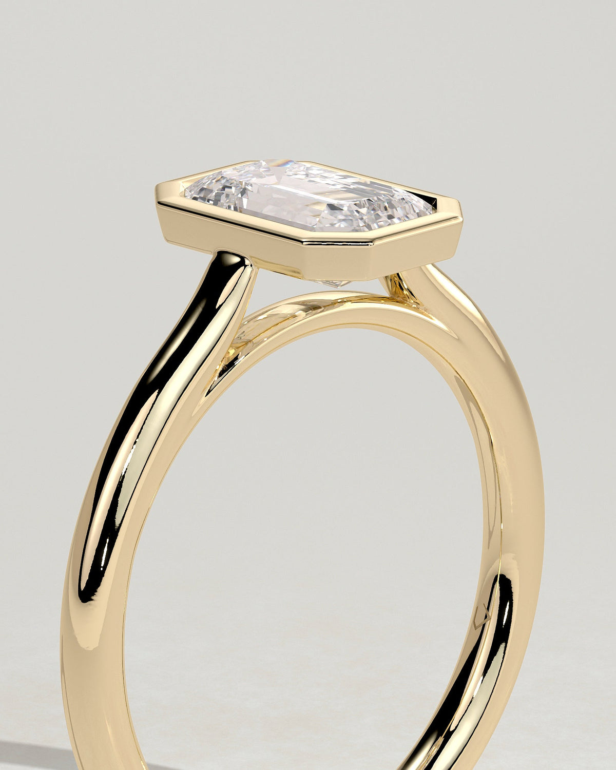 Emerald Bezel Solitaire  Lab Grown Diamond Engagement Ring