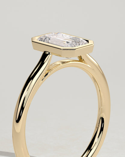 Emerald Bezel Solitaire  Lab Grown Diamond Engagement Ring