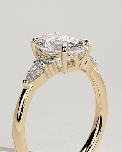 Oval Cluster Lab Grown Diamond Engagement Ring