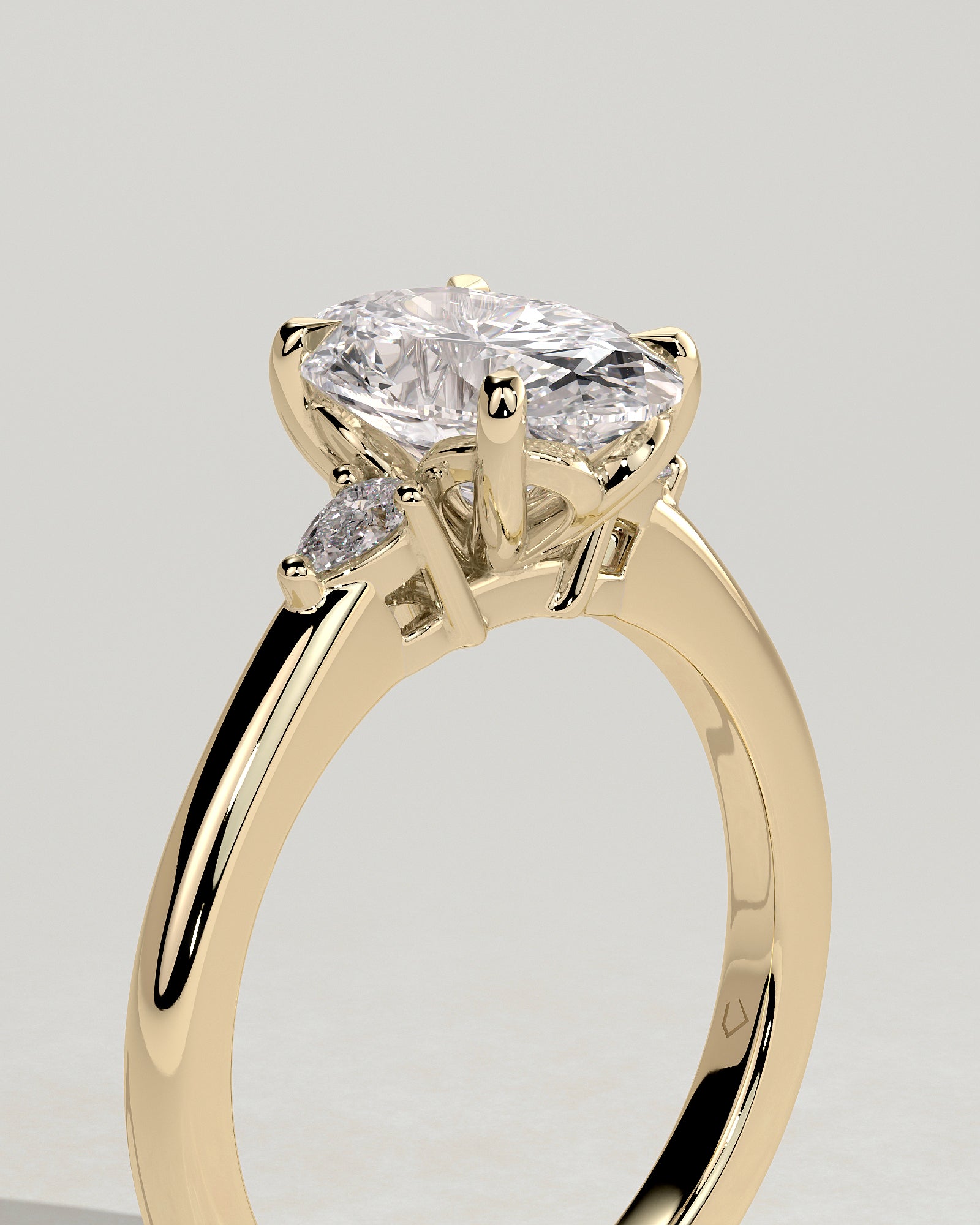 Oval Three Stones Lab Grown Diamond Engagement Ring