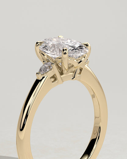 Oval Three Stones Lab Grown Diamond Engagement Ring