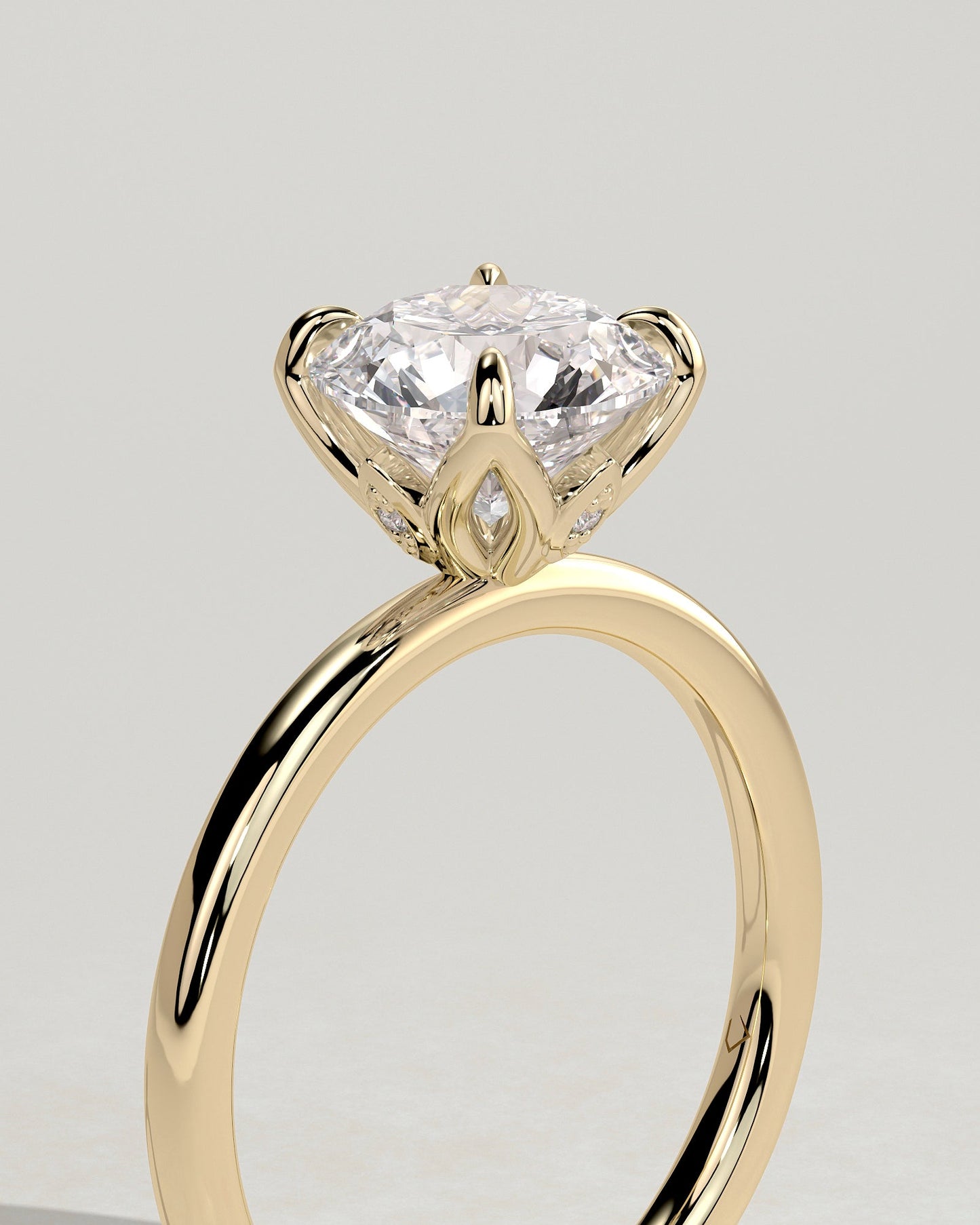 Round Solitaire With Tulip Prongs Lab Grown Diamond Engagement Ring