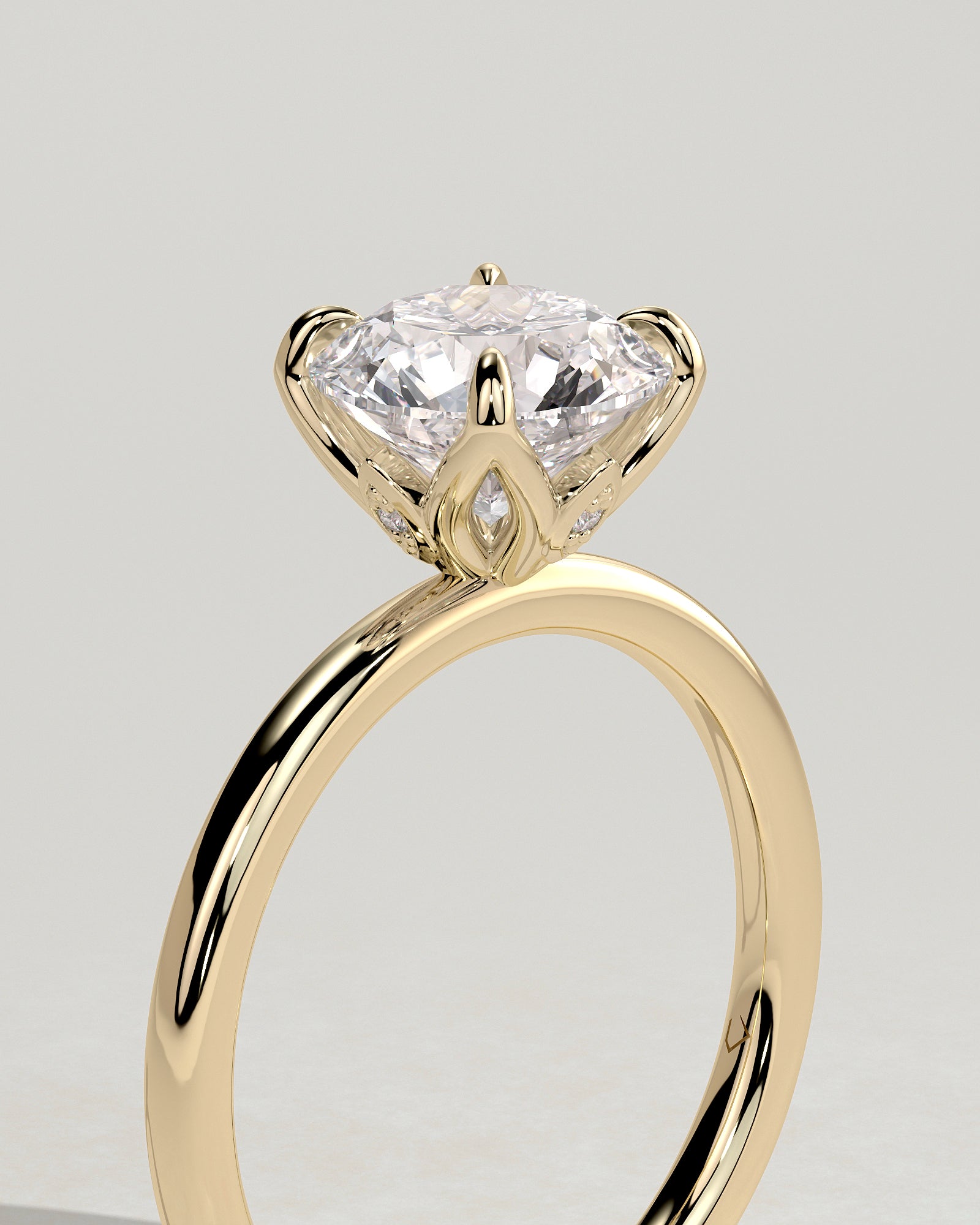 Round Solitaire With Tulip Prongs Lab Grown Diamond Engagement Ring